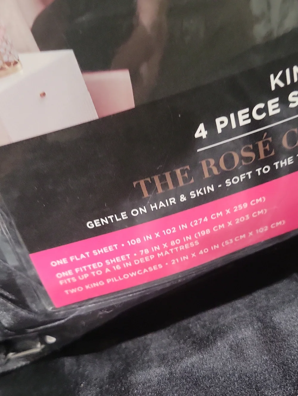 Juicy Couture Black Satin King 4-Piece Sheet Set